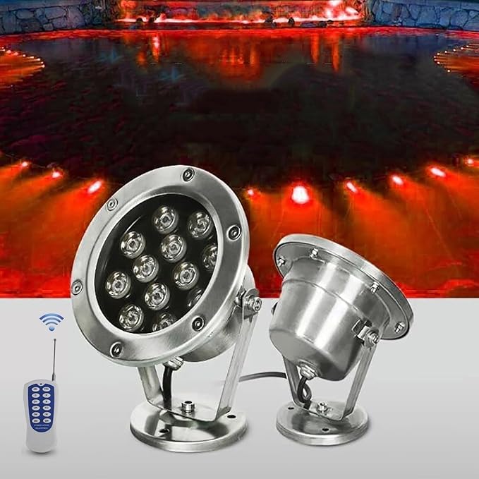 Underwater Pond Spotlight - Rotating Outdoor Spotlight 12V IP68 Waterproof RGB Garden Spotlights Adjustable Ground Lighting Floor Lamp/Underwater Light/LED UnGreen 3W