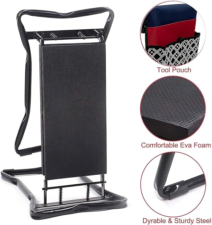 Folding Kneeler Garden Kneeler Garden Kneeler seat with Handles|2 in 1 Foldable Garden Stools with Tool Pouches|Suitable for Outdoor Work and Gardening (Color : Red) (Black)