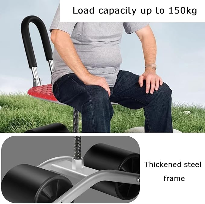 Rolling Gardening Work Stool Garden Stool Cart Bearing 150kg20-33cm Adjustable HeightSeat 360° Rotation for Orchards Farms(Black)