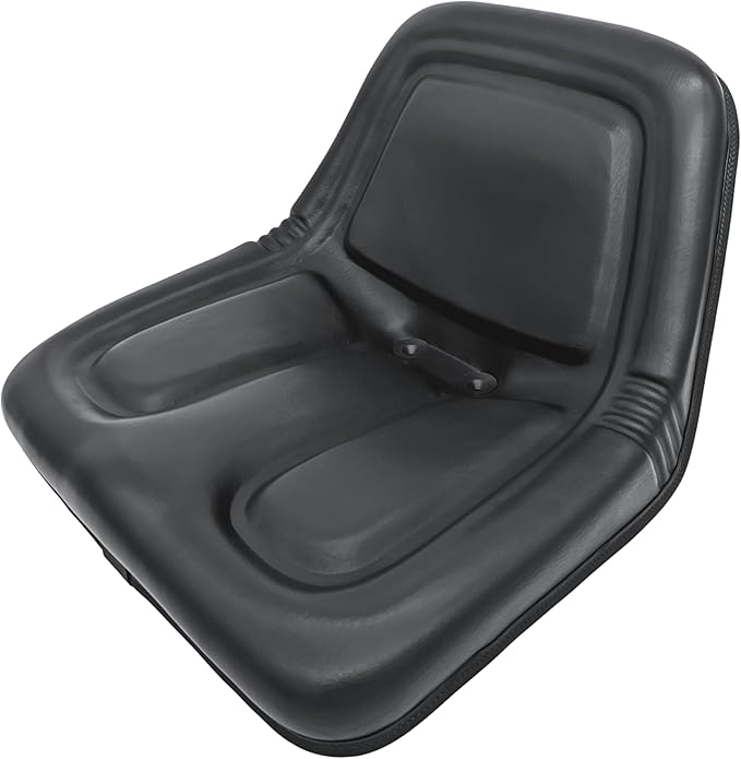 Universal Lawn Mower Tractor &amp Equipment Seat – 1 YEAR WARRANTY – Mid-Back Black Vinyl Drain Holes – Fits Cub Cadet Craftsman Husqvarna Toro MTD Snapper Murray Bad Boy