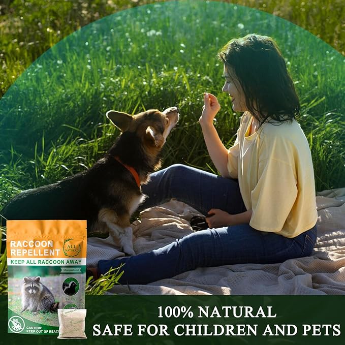 Natural Raccoon Repellent Granules | Eco-Friendly Non-Toxic &amp Long-Lasting Protection with Garlic Peppermint &amp Wintergreen Oils | Safe for Pets and Children |6-Pack (25g per Bag)