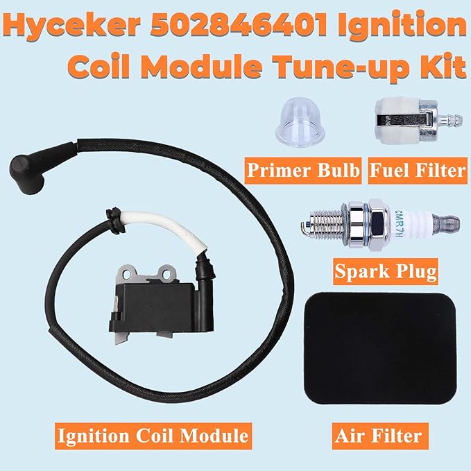 502846401 Ignition Coil Module For Husqvarna 150BT 150BF 350BT 350BF Redmax EBZ5100 EBZ5150 Jonsered BB2250 Backpack Leaf Blower Air Filter Tune Up Kit 502844401 Spark Plug Primer Bulb Parts