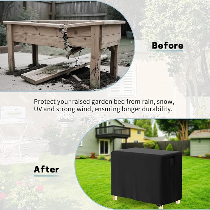 Outdoor Raised Garden Bed Cover for Winter (Only Cover) Waterproof Raised Planter Boxes Stand Covers - 48 x 24 x 30 inch