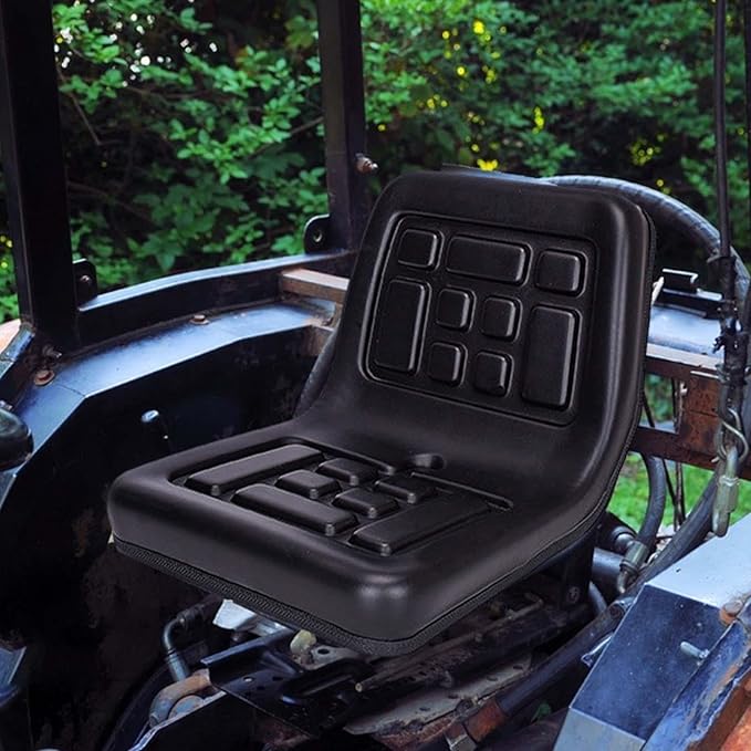 Tractor Seat Lawn Mower Seat Comfortable PU Leather with Back Rest Harvesters Seat Universal for Rice Transplanters Excavator Bracket Model