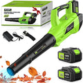 Cordless Leaf Blower 21V Battery 680CFM 190MPH Electric Blower with 5-Variable Speed Turbo Mode Green Black