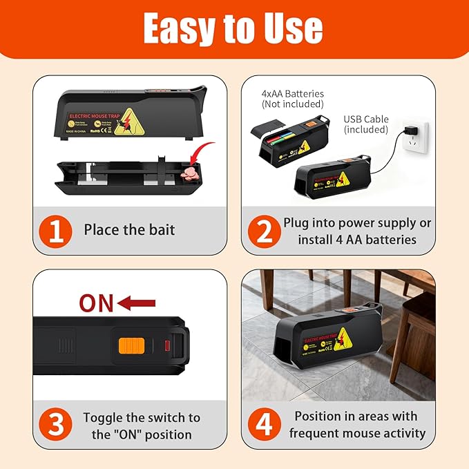 Electric Mouse Trap 2 Pack Humane Electronic Mouse Trap for Indoor Home Use Reusable Electric Rat Trap No-Touch Rodent Control for Kitchen Garage Attic Basement