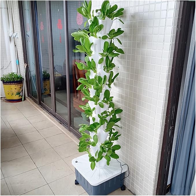 Hydroponic Tower Growing Sytem Garden Hydroponic Growing System Vertical Tower Kit Vertical Greenhouse Garden Indoor Hole Hydroponics Tower Gardening Installation Planter System Easy to Inst