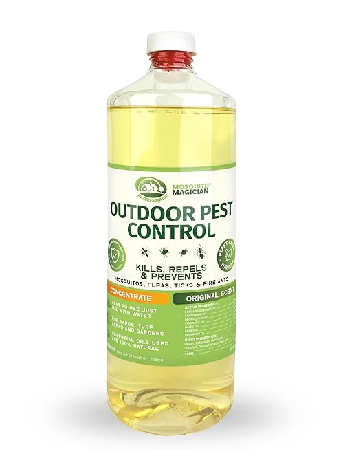 Mosquito Magician Liquid Concentrate Kills Mosquitoes Fleas &amp Fire Ants Yard Spray Treatment Safe for Pets Use with Sprayers Foggers &amp Misting Systems Outdoor Mosquito Repellent - 32 Fl