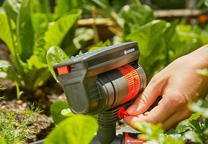 GARDENA 20575 | Up to 2300 sq ft - ZoomMaxx Adjustable Oscillating Sprinkler on Metal Step Spike for Watering Large Area Lawn with US Hose Threads Yard and Garden. Gardena Quick Connects
