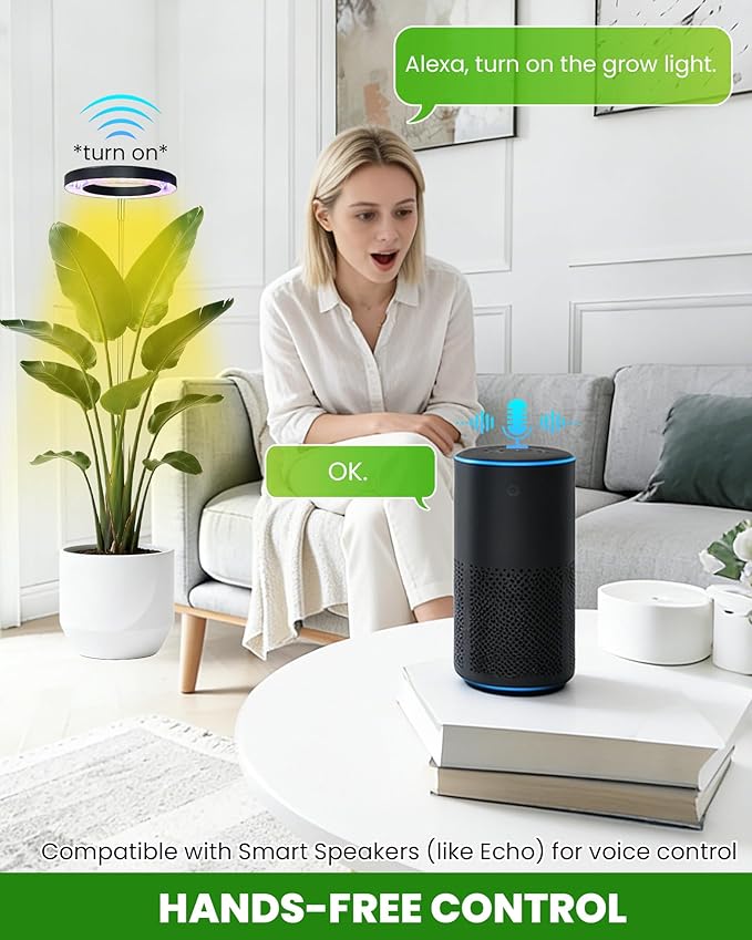 Plant Grow Lightyadoker Smart Plant Light Compatible with AlexaGoogle for Indoor PlantsHeight AdjustableCustomized Light BrightnesssMultiple Timers