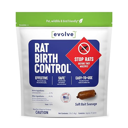 Evolve Rat Birth Control Soft Bait Sausages – 3 lbs | Scientifically Proven Rat Population Control | Not a Poison Long-Term Population Management (Packaging May Vary)