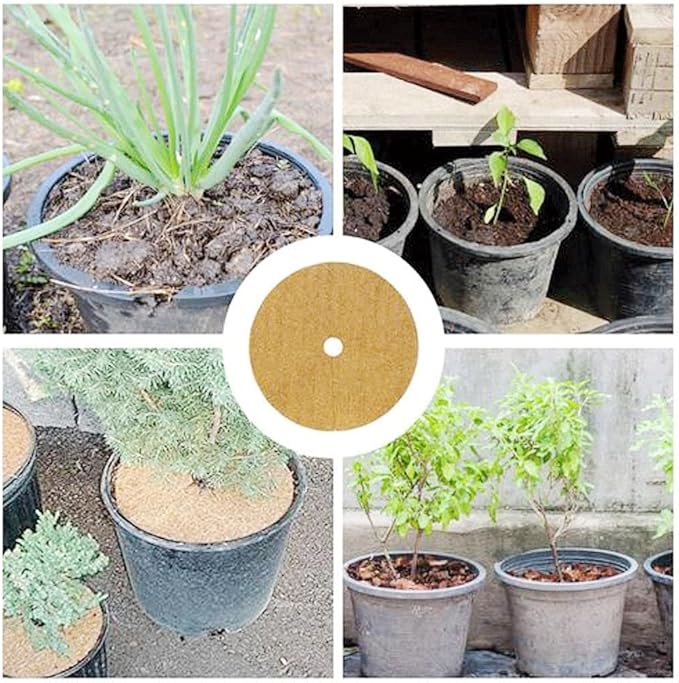 Coconut Fibers Mulch Ring Tree Protector Mat Protection Coconut Mulch Cover Mulch Disc Weed Control Plant Cover Coir Mat for Garden 10pcs (Size : 25cm)