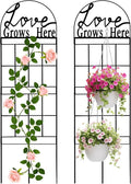 2 Pcs 43 Metal Garden Trellis for Climbing Plants Outdoor Heavy Duty Black Rustproof Coated Garden Trellis Climbing Plant Support Decorative for Plant Outdoor House Patio Flower Vegetable