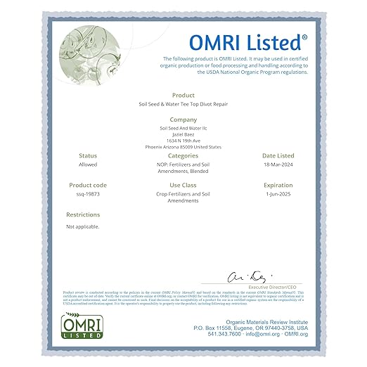 Soil Seed &amp Water Tee Top Divot Repair Blend – Turf Repair Soil Organic Fertilizer for Golf Greens Lawns &amp Sports Fields - OMRI Listed Organic Fertilizer