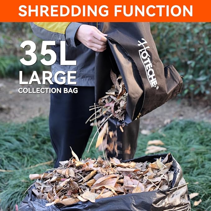Hoteche 3-in-1 Electric Leaf Vac &amp Leaf Blower 1800 Watts High-Speed Leaf Blower with Shredder and 35L Collection Bag for Patios Lawn Driveways