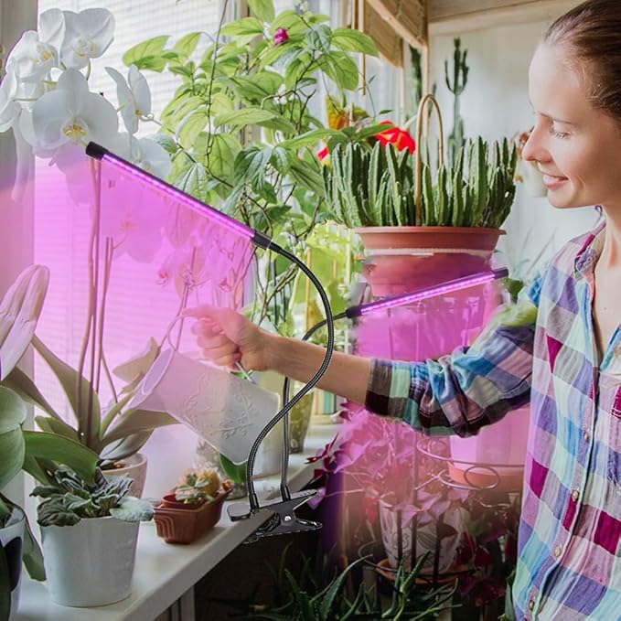 Grow Light Plant Lights for Indoor Plants4 Heads LED Grow Light with Full Spectrum &amp Red Blue Purple Spectrum for Indoor Plant Growing Lamp3/9/12H Timer 10 Dimmable Levels (Four-Head)