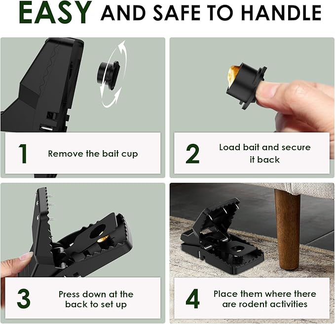 8-Pack Unstoppable Rat Trap with Spikes Stronger Large Mouse Snap Traps that Kill Instantly Dispatch More Rodents Faster Indoor &amp Outdoor Use and Reusable