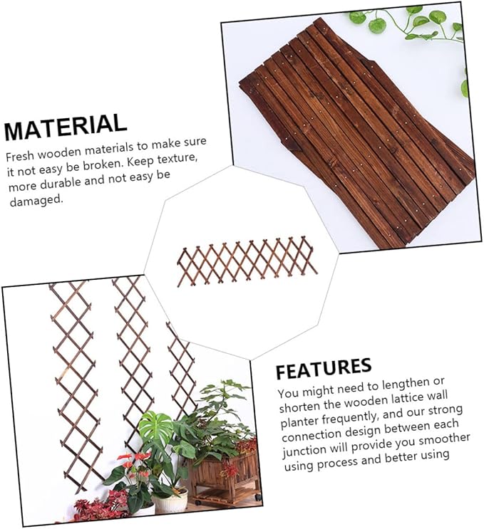 KESYOO Carbonized Wood Flower Stand Expandable Vine Support Garden Trellis Fence Panel Plant Climbing