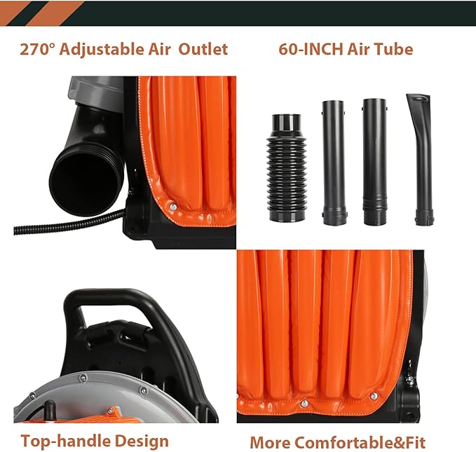 Gas Leaf Blower 63CC 2-Stroke Backpack Leaf Blower New Gas Powered Leaf Blower 665 CFM Snow Blower Gas Blowers for Lawn Care Snow Removal