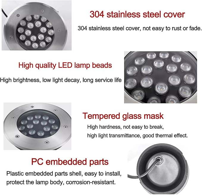 Outdoor Buried Lights - LED LED Fountain Light AC 24V Low Voltage Embedded Spotlight IP68 Waterproof Water Landscape Light Submersible Pond Light for UnderwaWhite-24W