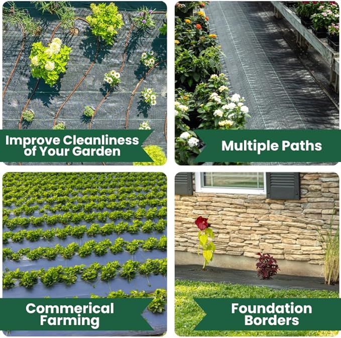 3.75ft x 300ft Weed Barrier Landscape Fabric 3.2oz Heavy Duty Weed ControlWoven Ground Cover for Gardening