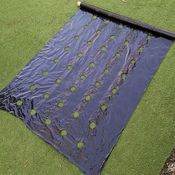 1pcs Perforated Mulch Weed Control 4.5cm Hole Agriculture Film Breeding Mulch Veg Patch for Tomato Strawberry Growth Punch(0.95x10m)