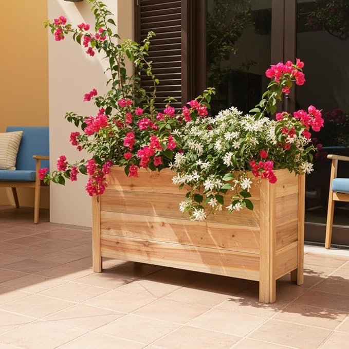 Tall Cedar Raised Garden Planter Box with Legs – Elevated Design for Comfortable Gardening Custom Sizes for Home Patio &amp Commercial Use (30 L x 16.5 W x 25 H)