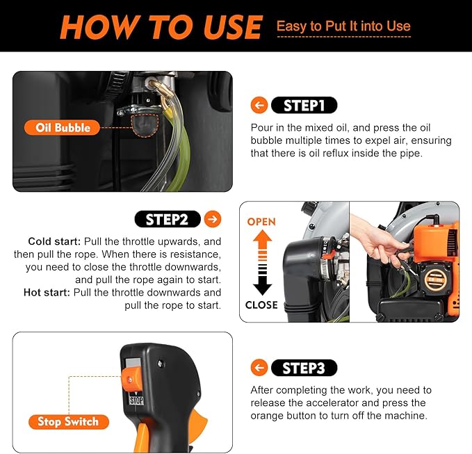 Backpack Leaf Blower with 1.8L Fuel Tank 63CC 2-Stroke Gas Leaf Blowers with Adjustable Speed Gas Powered Grass Lawn Blower for Leaf Sand Gravel Snow Yard