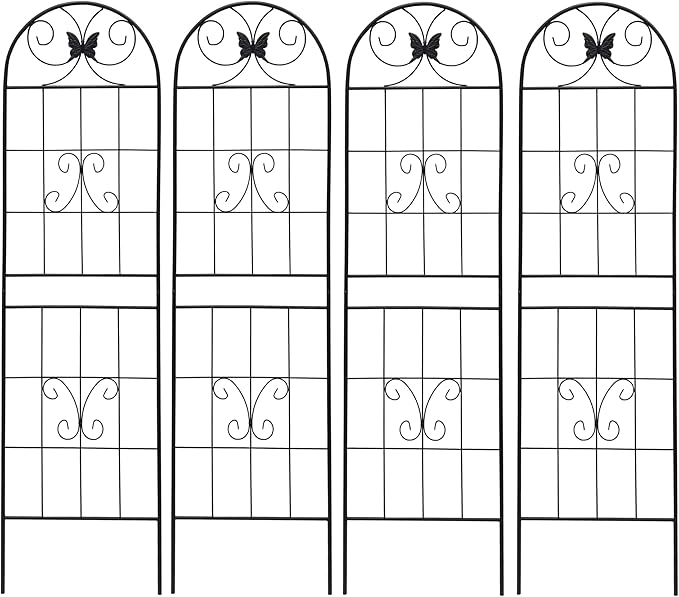 4 Pack Metal Garden Trellis for Climbing Plants Outdoor 71 x 19.7 Climbing Plant Support Rose Garden Vines Flower Vegetable Trellis for Patio Backyard