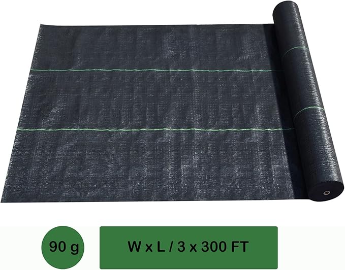 Weed Barrier Landscape Fabric Woven - 3 x 300 FT Heavy Duty Weed Block Planting Cover Fabric Garden Bed Ground Cover for Gardening Agriculture