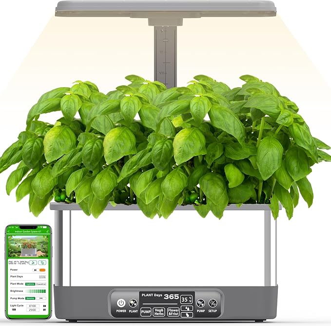 Hydroponics Growing System KitsAPP&ampWiFi 8 Pods Smart Indoor Herbs Garden with 24W Adjustable Height LED Growth Lightsfor Indoor Gardening GiftsVegetables Planter
