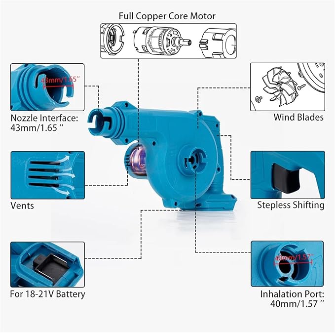 Electric Blower Snow Blower Dust Collector Household Vacuum Cleaner 2In1 Blade Blowing and Suction Cordless Tool