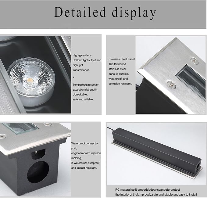 Landscape Lamps - Outdoor Buried Lights AC220V Outdoor Recessed Spot Light Rectangular Buried Garden Light Ground LED Lighting Spotlight for Garden Lawn Garage(Yellow36w)