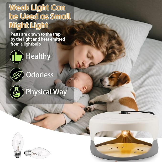 4 Packs Flea Traps for Inside Your Home Effective Flea Trap for Home &amp Garage with 12 Sticky Disc 12 Bulbs 4 Electric Wires Bed Bug with Light for Indoor Safe to Pets