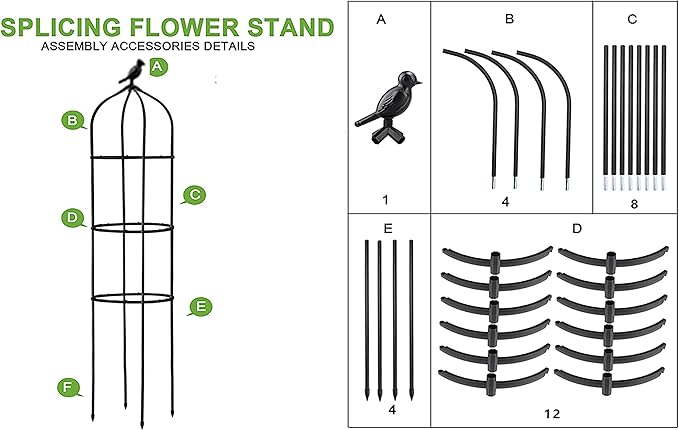 Garden Obelisks Plant Trellis5FT Garden Trellis for Climbing PlantsRustproof Outdoor Metal Plant Trellis with Plastic CoatingTall Tower Obeliskfor Flowers Vegetable Fruits Vines Support (5FT/150cm)