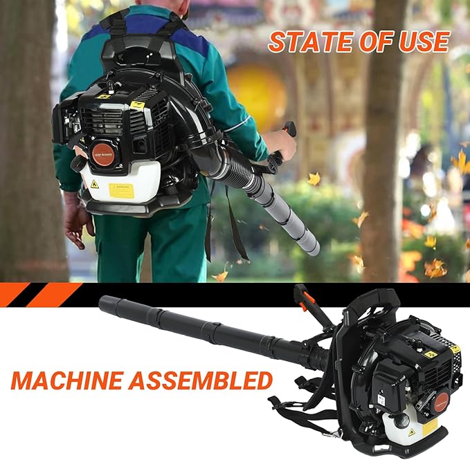 Backpack Gas Powered Leaf Blower 52CC 550CFM 1.7HP 2-Stroke Grass Lawn Blower Air Cooling Gasoline Backpack Grass Blower with Air-Cooled Snow Blower for Garden Care