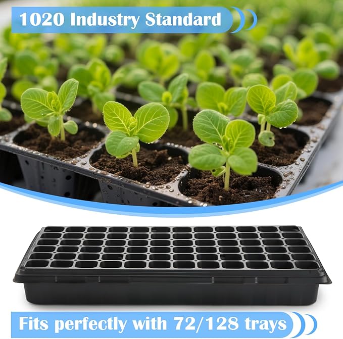10-Pack Heavy-Duty 1020 Seed Trays – Durable Extra-Thick Plastic Flats for Seed Starting Microgreens &amp Transplanting – Fits 7.3'' Humidity Dome and 4'' Planter (21 x 11 2.76 Deep No Drain H