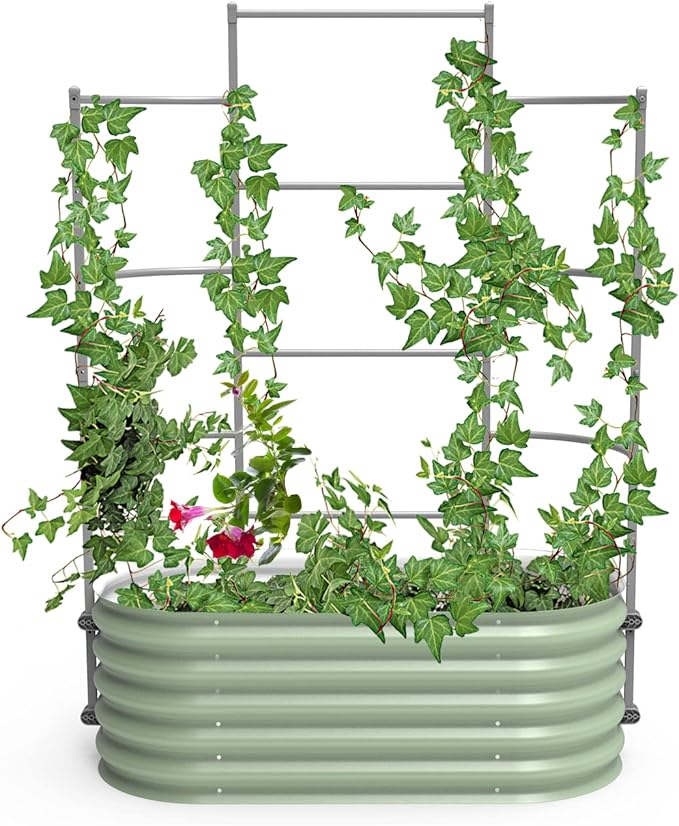 Vego Garden Modular Wall Trellis System Triple Section 4.0' Long for 2.0' x 4.0' Garden Beds