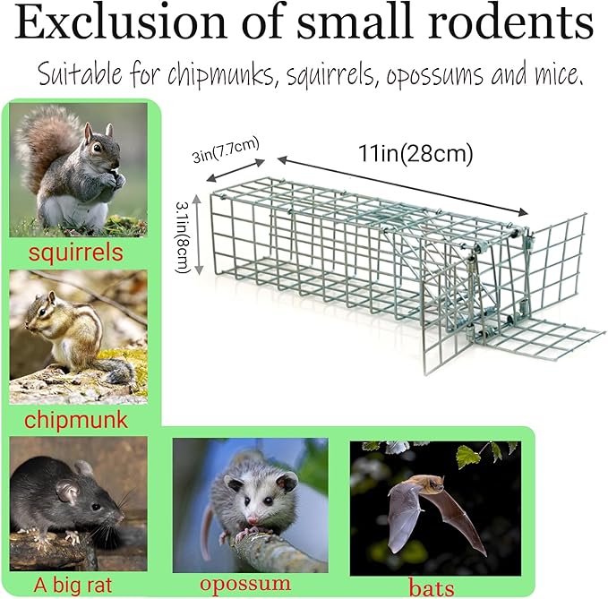One-Way Squirrel Door excluder for mice Bats and Rodents for Outdoor Rodent Holes attics Chimneys Includes Simple to Install Easy to Reuse Set