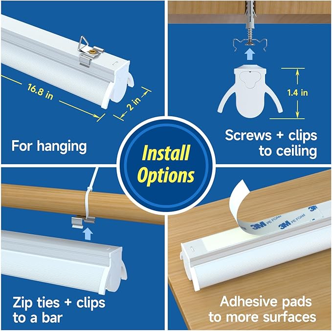 Plant Lights for Indoor Growing Seedlings - 16 in Long 4-Count (10W x4) Full Spectrum T5 Grow Light Bars for Seed Starting 4000K White LED Grow Lamp w/Reflectors for Shelf/Rack