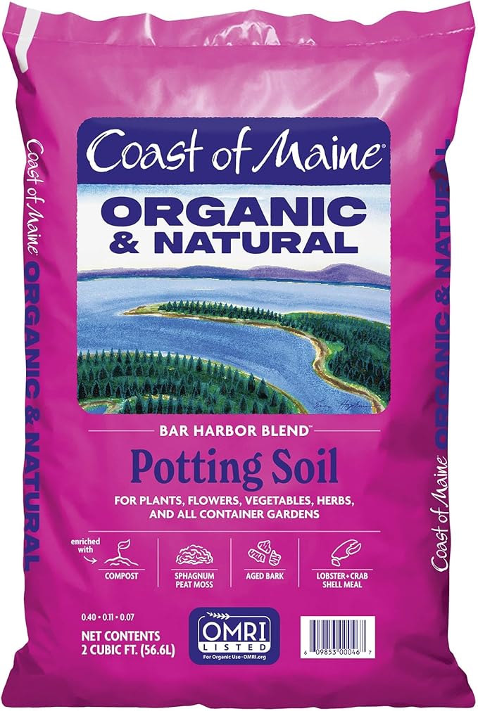 Coast of Maine Bar Harbor Blend 2 cu ft (Pack of 6) Organic and Natural Potting Soil for Houseplants Flowers Vegetables Herbs and Containers