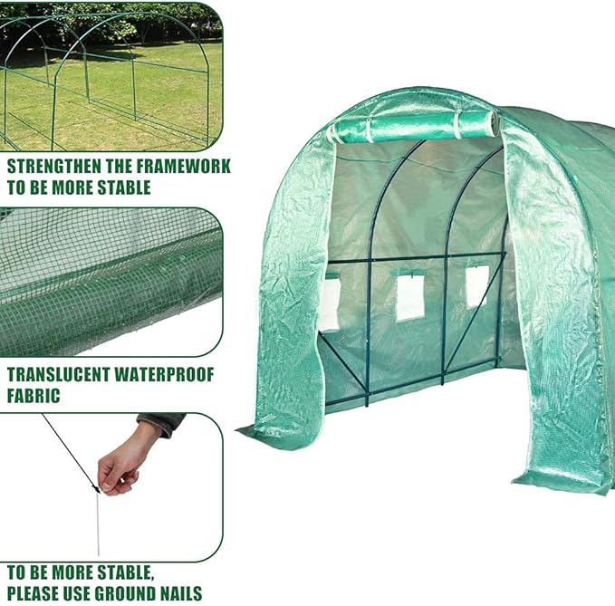 FDW Portable Greenhouse (L9.83'xW6.42'xH6.33') Indoor Outdoor Large Plant Shelves Tomato Herb Canopy Winter Walk-in Green House for Patio