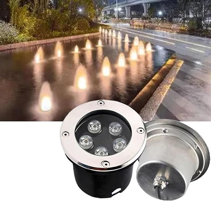 Recessed LED Landscape Lamp Low Round Lawn Lamp IP67 Waterproof Stainless Steel LED SpotlightWhite-9w