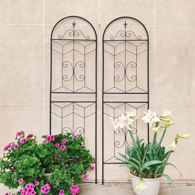Sturdy Metal Garden Trellis for Climbing Plants – Rust-Resistant Outdoor Flower Support with Decorative Lattice Design (4 Pack-H71'')
