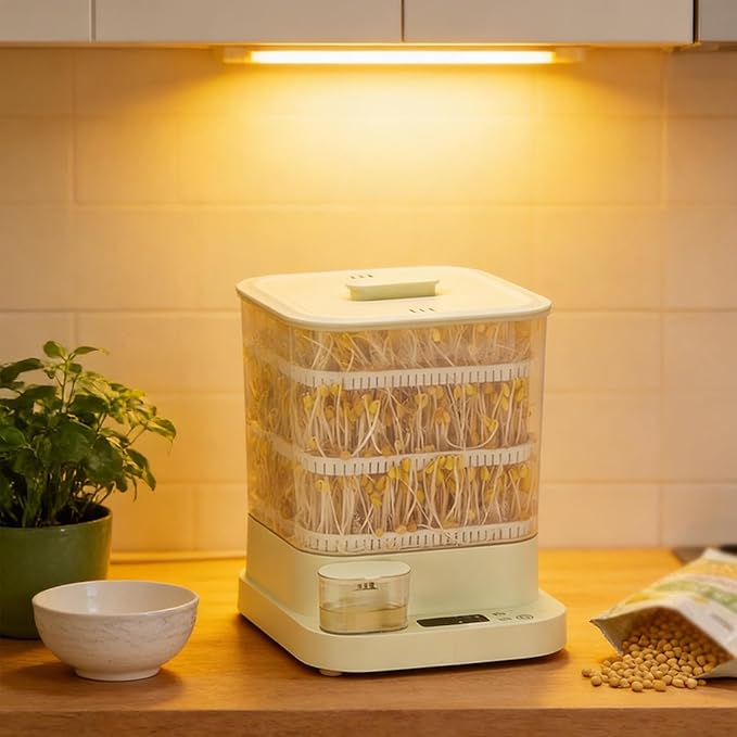 Bean Sprouts Machine 3 Seasonal Modes 360 Degree Spray Multipurpose Automatic Bean Sprouts Maker Kit for Beans