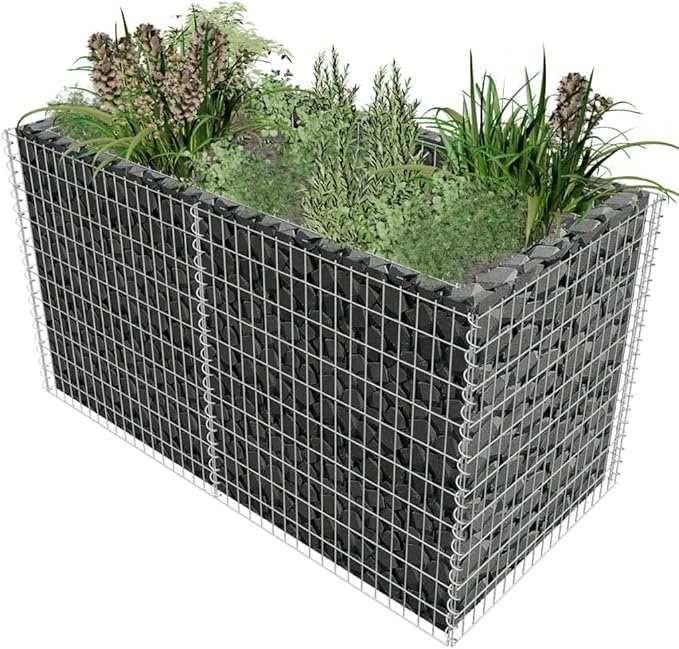 SKM Gabion Raised Bed Steel 180x90x100 cm Silver (Weight-27KG)