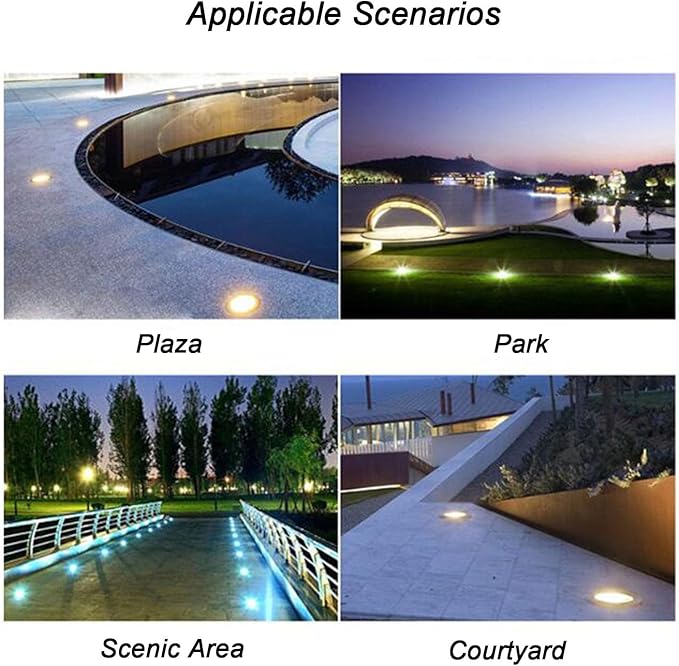 4PCS LED Beam Spotlight - 3W Outdoor SpotlightUnderground Light LED Ultra-Thin Recessed Patio Floor Light IP67 Waterproof Landscape Lights Built-in Floor LaBlue-24V