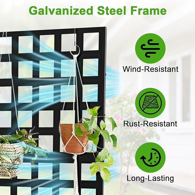 Metal Planter Box with Trellis for Climbing Plants Outdoor 70.87x46.46x11.81 Raised Garden Bed with Trellis Privacy Screen for Patio