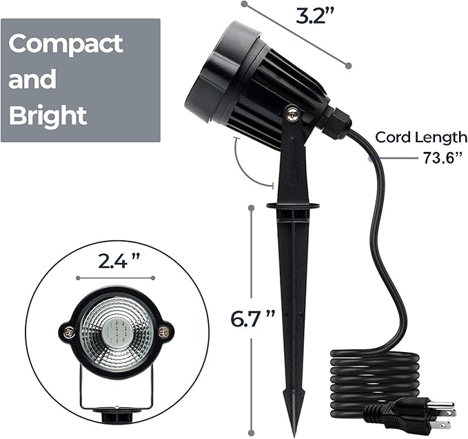 SHOYO Spotlights Colored with Timer Outdoor Yard Spot Lights 120V RGB Waterproof Memory Dimmable Uplights with Spiked Stand for Flags Lawn Porch Backyard 2 Lights