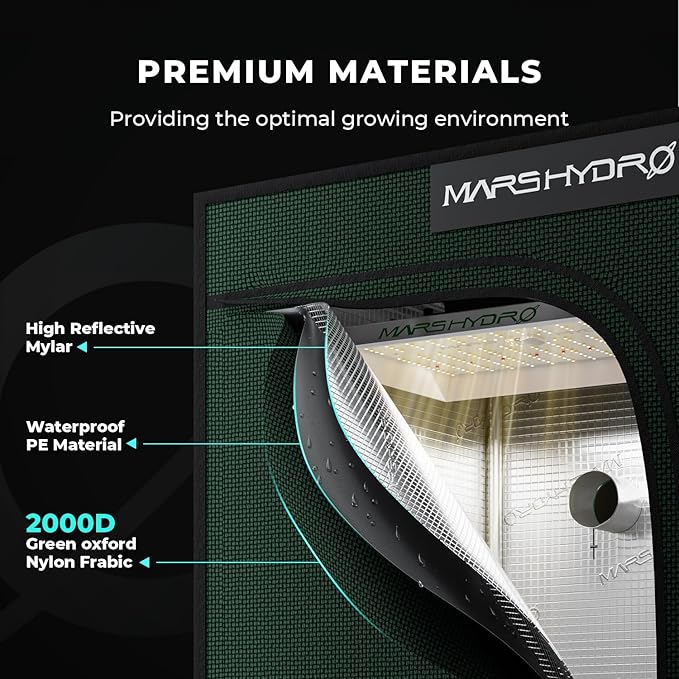 MARS HYDRO 4x2x6 Grow Tent Pro48x24x71 2000D Thickened Polyester Canvas &amp High Reflective Mylar Larger Observation Window Controller &amp Socket Hangerfor TSL2000/SP3000 Indoor Plant Growi